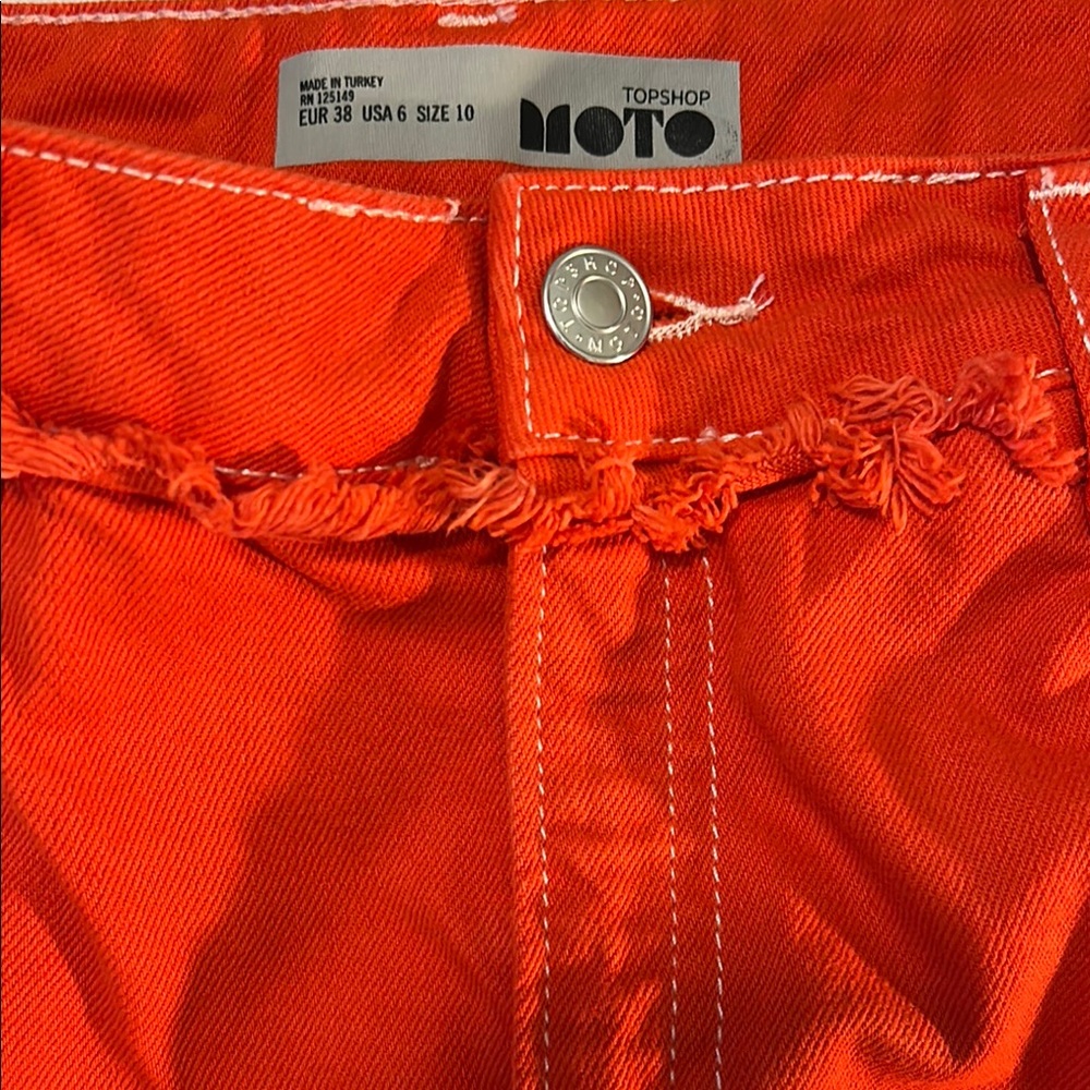 Topshop Moto Size 6 Orange Denim Skirt - Picture 4 of 4